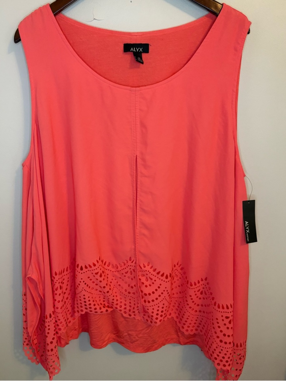 ALYX Coral Pink Laser-Cut Hem Sleeveless Tank
